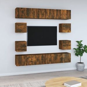 vidaXL Set dulapuri TV, 10 piese, stejar fumuriu, lemn prelucrat imagine