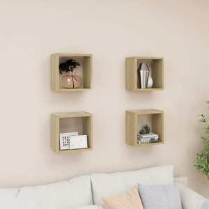vidaXL Rafturi de perete cub 4 buc. stejar sonoma 26x15x26 cm imagine