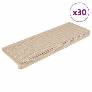 vidaXL Covorașe scări autoadezive, 30 buc., crem, 65x21x4 cm, sisal imagine