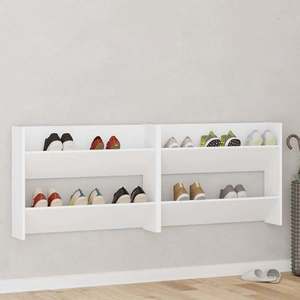 vidaXL Pantofare de perete, 2 buc., alb, 80x18x60 cm, PAL imagine