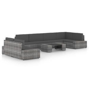 vidaXL Set mobilier de grădină cu perne, 8 piese, gri, poliratan imagine