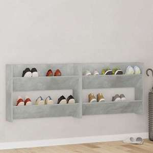 vidaXL Pantofare de perete, 2 buc., gri beton, 80x18x60 cm, PAL imagine