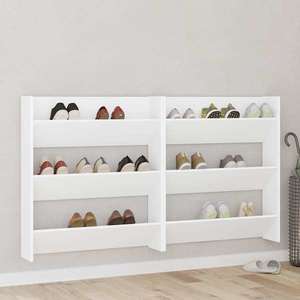 vidaXL Pantofare de perete, 2 buc., alb, 80x18x90 cm, PAL imagine