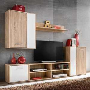 vidaXL Set comodă TV 5 pcs Alb și stejar Sonoma 221 x 30 x 80 cm imagine