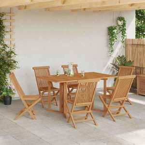 vidaXL Set de masă pentru grădină 7 pcs Maro 140 x 80 x 75 cm imagine