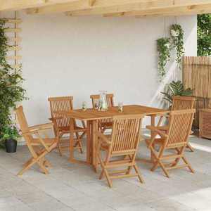 vidaXL Set de masă pentru grădină 7 pcs Maro 150 x 90 x 75 cm imagine