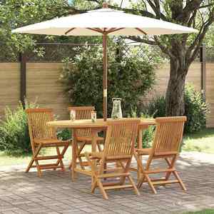 vidaXL Set de masă pentru grădină 5 pcs Maro 160 x 80 x 75 cm imagine