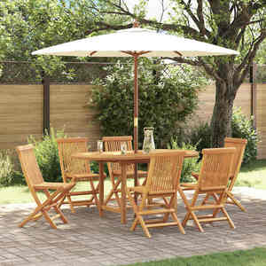 vidaXL Set de masă pentru grădină 7 pcs Maro 160 x 80 x 75 cm imagine