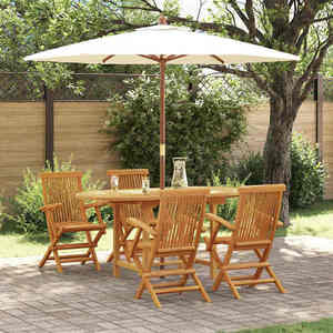 vidaXL Set de masă pentru grădină 5 pcs Maro 160 x 80 x 75 cm imagine