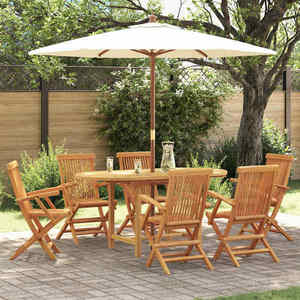 vidaXL Set de masă pentru grădină 7 pcs Maro 160 x 80 x 75 cm imagine