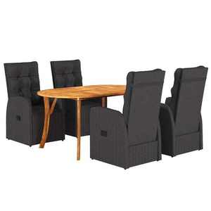 vidaXL Set de masă pentru grădină 5 pcs Negru poliratan imagine