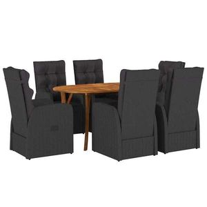 vidaXL Set de masă pentru grădină 7 pcs Negru poliratan imagine