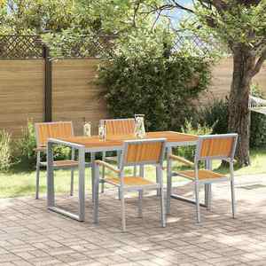 vidaXL Set de masă pentru grădină 5 pcs Gri și maro 160 x 80 x 75 cm imagine