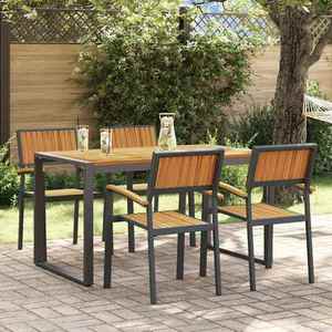 vidaXL Set de masă pentru grădină 5 pcs negru și maro 140 x 80 x 75 cm imagine