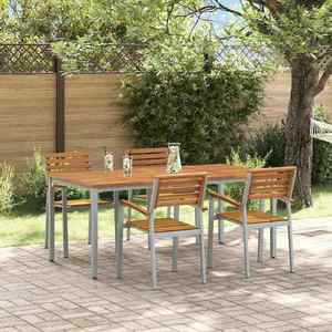 vidaXL Set de masă pentru grădină 5 pcs Gri și maro 180 x 90 x 75 cm imagine