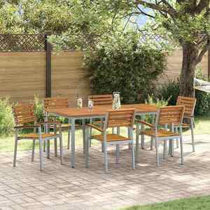 vidaXL Set de masă pentru grădină 7 pcs Gri și maro 180 x 90 x 75 cm imagine