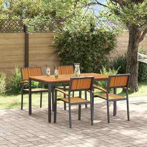 vidaXL Set de masă pentru grădină 5 pcs negru și maro 150 x 90 x 75 cm imagine