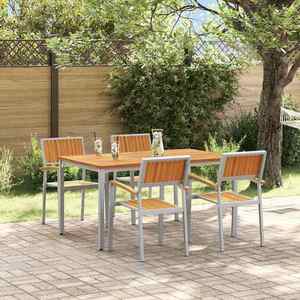 vidaXL Set de masă pentru grădină 5 pcs Gri și maro 150 x 90 x 75 cm imagine