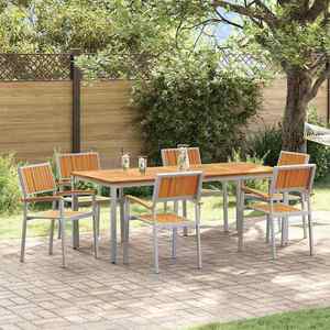 vidaXL Set de masă pentru grădină 7 pcs Gri și maro 200 x 90 x 75 cm imagine