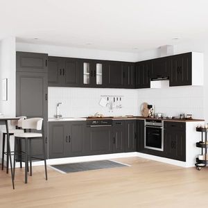 vidaXL Dulap de bucătărie cu ușă Kalmar 2 pcs Negru 80 x 46 x 81.5 cm imagine