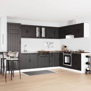 vidaXL Dulap de bucătărie cu ușă Lucca 2 pcs Negru 80 x 46 x 81.5 cm imagine