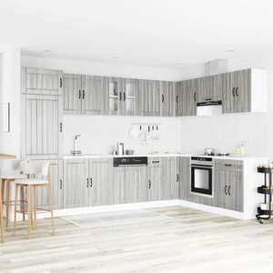vidaXL Dulap de bucătărie Lucca 2 pcs Gri deschis 80 x 46 x 81.5 cm imagine