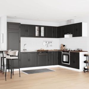 vidaXL Dulap baza chiuvetă cu ușă Porto 2 pcs Negru 80 x 46 x 84.5 cm imagine