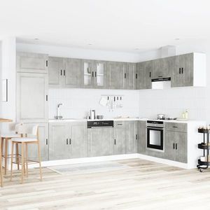 vidaXL Dulap baza chiuvetă cu ușă Porto 2 pcs Gri 80 x 46 x 84.5 cm imagine