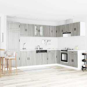 vidaXL Dulap baza chiuvetă cu ușă Porto 2 pcs Gri 80 x 46 x 84.5 cm imagine