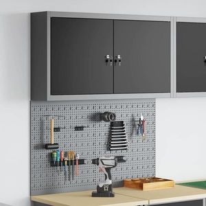 vidaXL Set de Cabinet pentru Unelte și Pegboard cu raft 3 pcs Negru imagine