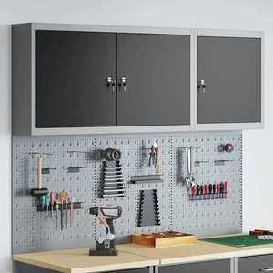 vidaXL Set de Cabinet pentru Unelte și Pegboard cu raft 5 pcs Negru imagine