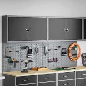 vidaXL Set de Cabinet pentru Unelte și Pegboard cu raft 6 pcs Negru imagine