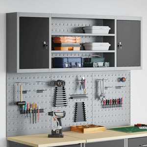 vidaXL Set de Cabinet pentru Unelte și Pegboard cu raft 6 pcs Negru imagine