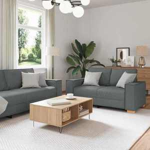 vidaXL Set de canapea cu pernă 3 pcs Gri 220 x 78 x 84 cm țesătură imagine