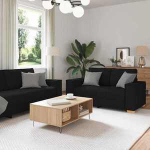 vidaXL Set de canapea cu pernă 3 pcs Negru 220 x 78 x 84 cm țesătură imagine