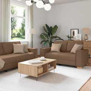 vidaXL Set de canapea cu pernă 3 pcs Maro 220 x 78 x 84 cm țesătură imagine