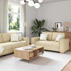 vidaXL Set de canapea cu pernă 3 pcs Crem 220 x 78 x 84 cm țesătură imagine