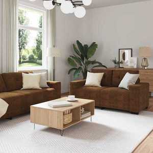 vidaXL Canapea 2 pcs Maro 221 x 78 x 80 cm Piele artificială imagine