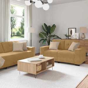 vidaXL Set de canapea 2 pcs Maro 221 x 78 x 80 cm Catifea imagine