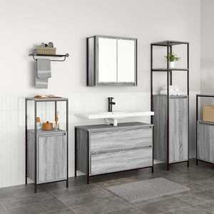 vidaXL Set de mobilier pentru baie 3 pcs sonoma gri 90 x 34.5 x 60 cm imagine