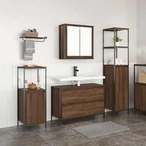 vidaXL Set de mobilier pentru baie 3 pcs Stejar brun 90 x 34.5 x 60 cm imagine