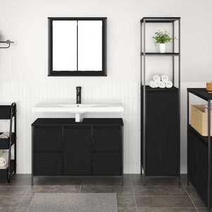 vidaXL Set de mobilier pentru baie 2 pcs Stejar negru 36 x 35 x 165 cm imagine