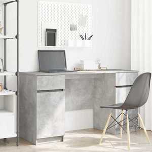 vidaXL Birou cu sertar cu ușă Gri beton 140 x 49 x 76 cm Lemn compozit imagine