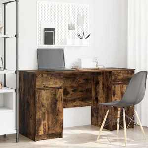 vidaXL Birou cu sertar Stejar afumat 140 x 49 x 76 cm Lemn compozit imagine