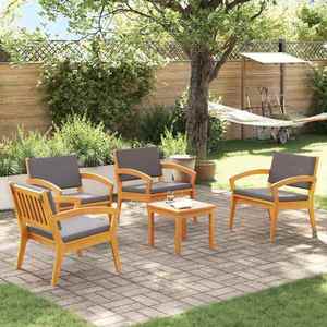 vidaXL Set bistro 5 pcs Maro 45 x 45 x 38cm Lemn masiv de acacia imagine