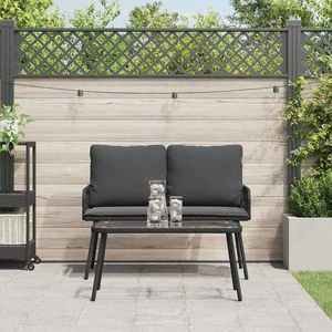 vidaXL Set de masă pentru grădină 2 pcs Negru poliratan imagine