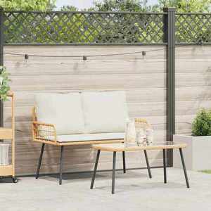 vidaXL Set de masă pentru grădină 2 pcs natural poliratan imagine