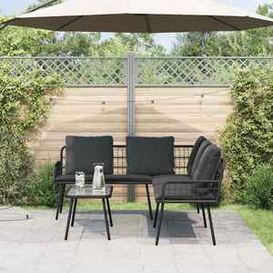 vidaXL Set de canapele pentru grădină 2 pcs Negru poliratan imagine