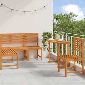 vidaXL Set de Bănci pentru Grădină 4 pcs Maro lemn masiv de acacia imagine