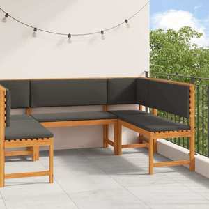 vidaXL Set de Bănci pentru Grădină 5 pcs Maro lemn masiv de acacia imagine